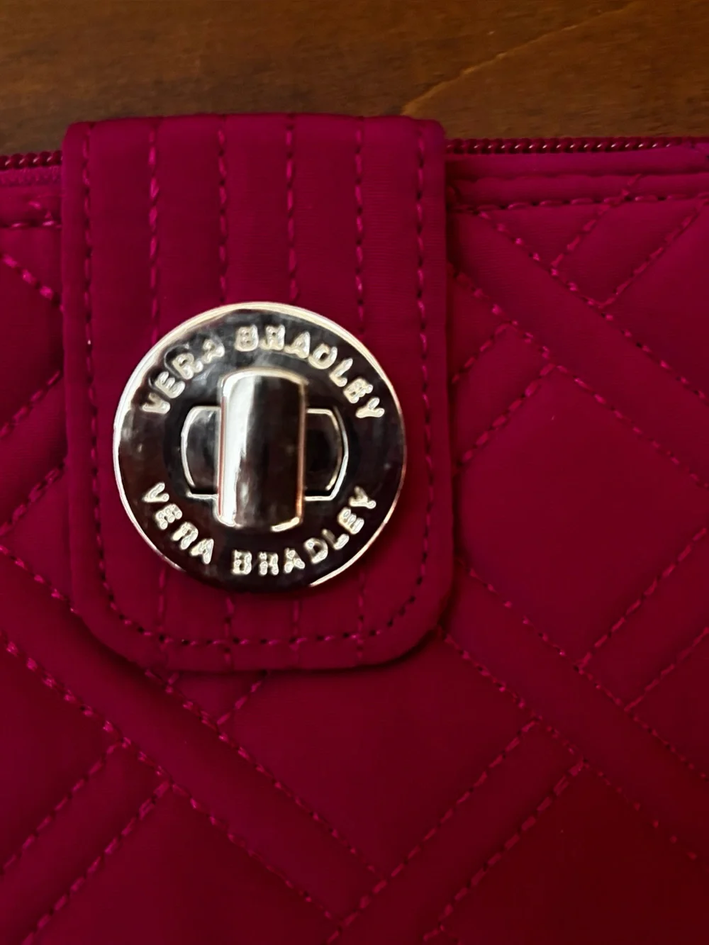 vera bradley Quilted Magenta Turn lock Zip-Around organizer Wallet